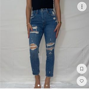 Dark Abercrombie high rise mom jeans
